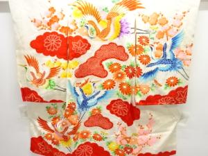 アンティーク　絞り鶴に菊梅模様刺繍着物